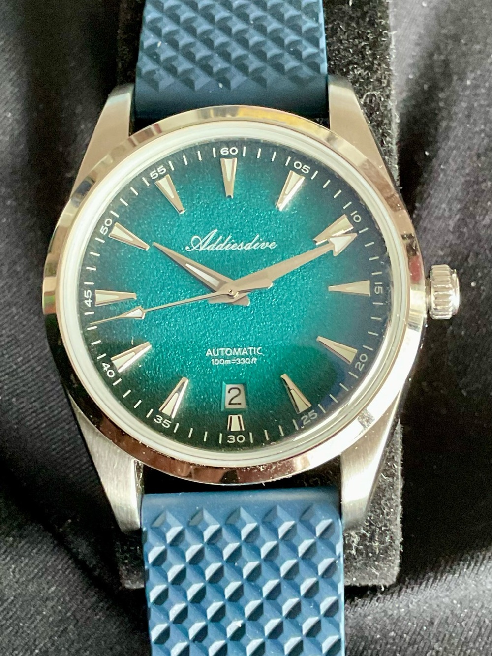 Full Set NIB Automatic Addiesdive Watch Textured Radiant Teal Dial - Picture 11 of 16